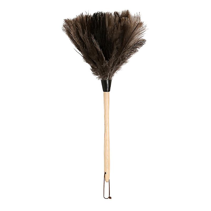 Feather Fur Brush Duster Dust Cleaning Tool Wooden Handle Anti-static Soft For Home