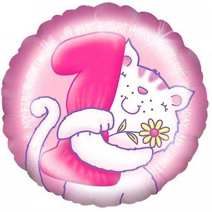 Juvenile Girl Cat 1st Birthday Foil Balloon