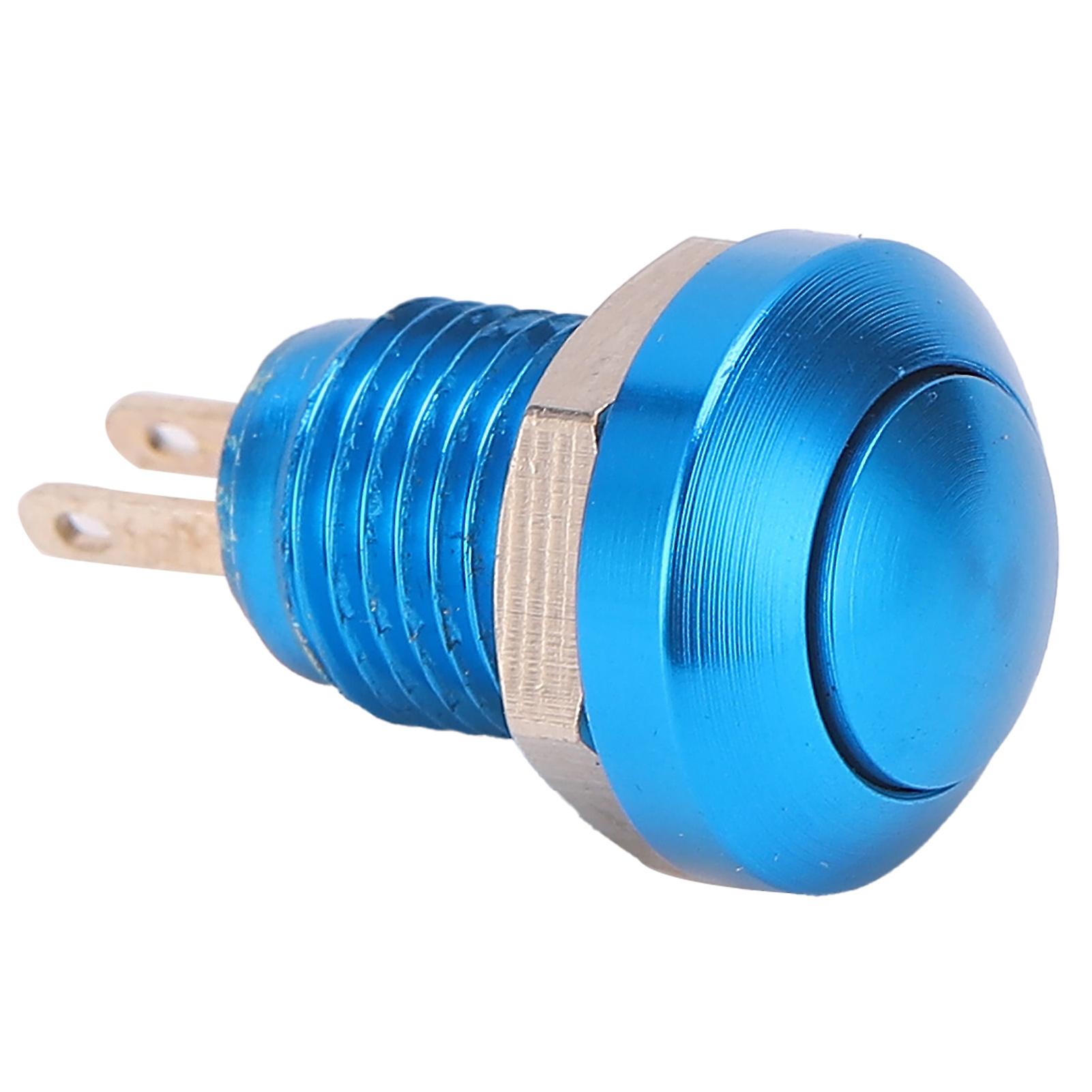 M8 Zinc Alloy Waterproof Inching Self-Reset Metal Push Button Switch 1A 24V (Blue)