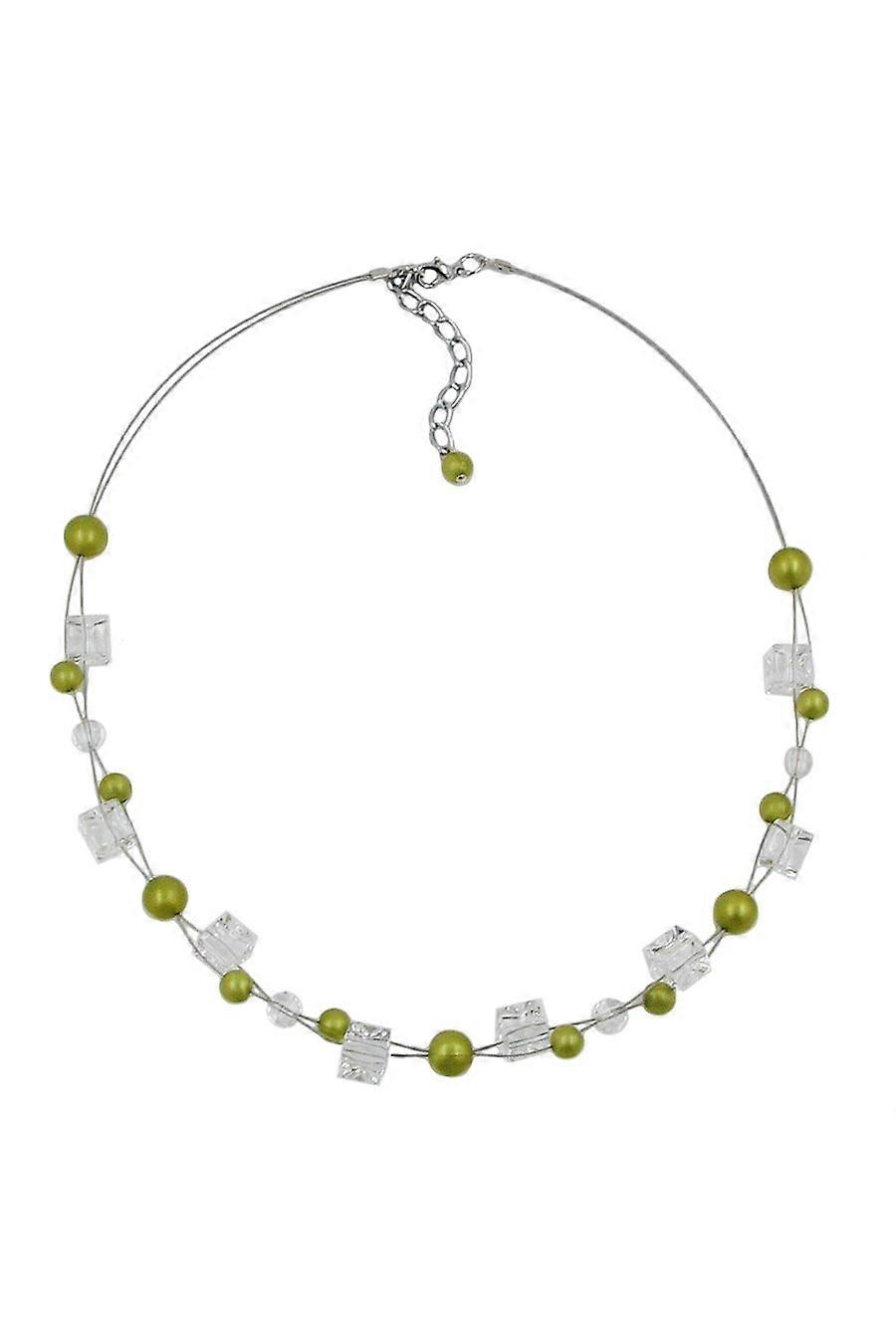 Necklace Green-olive-silky Beads - Gl02468