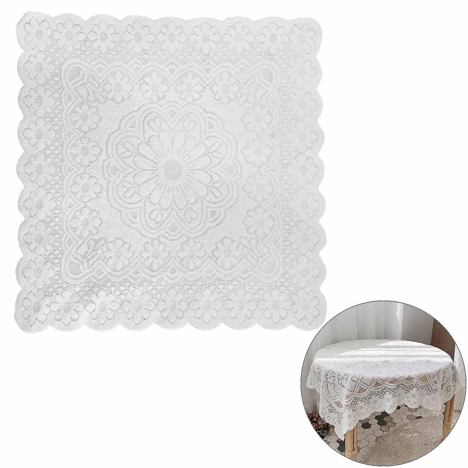 Rectangle Small Table Cloth Lace Macrame Vintage Tablecloth Shabby Chic