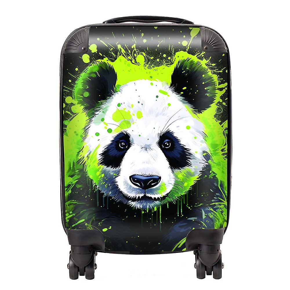 Green Splashart Panda Face Suitcase