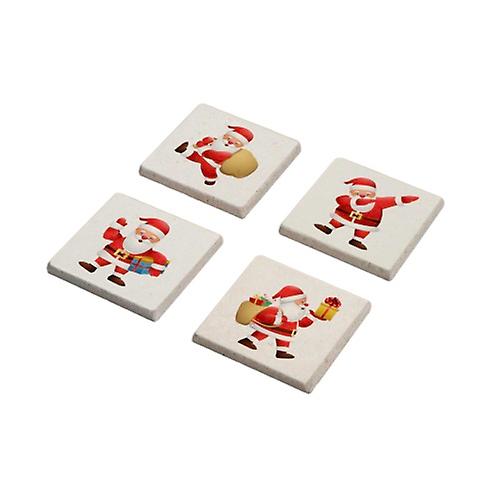 Santa Claus Design Stone Coasters Set for Christmas Dcor