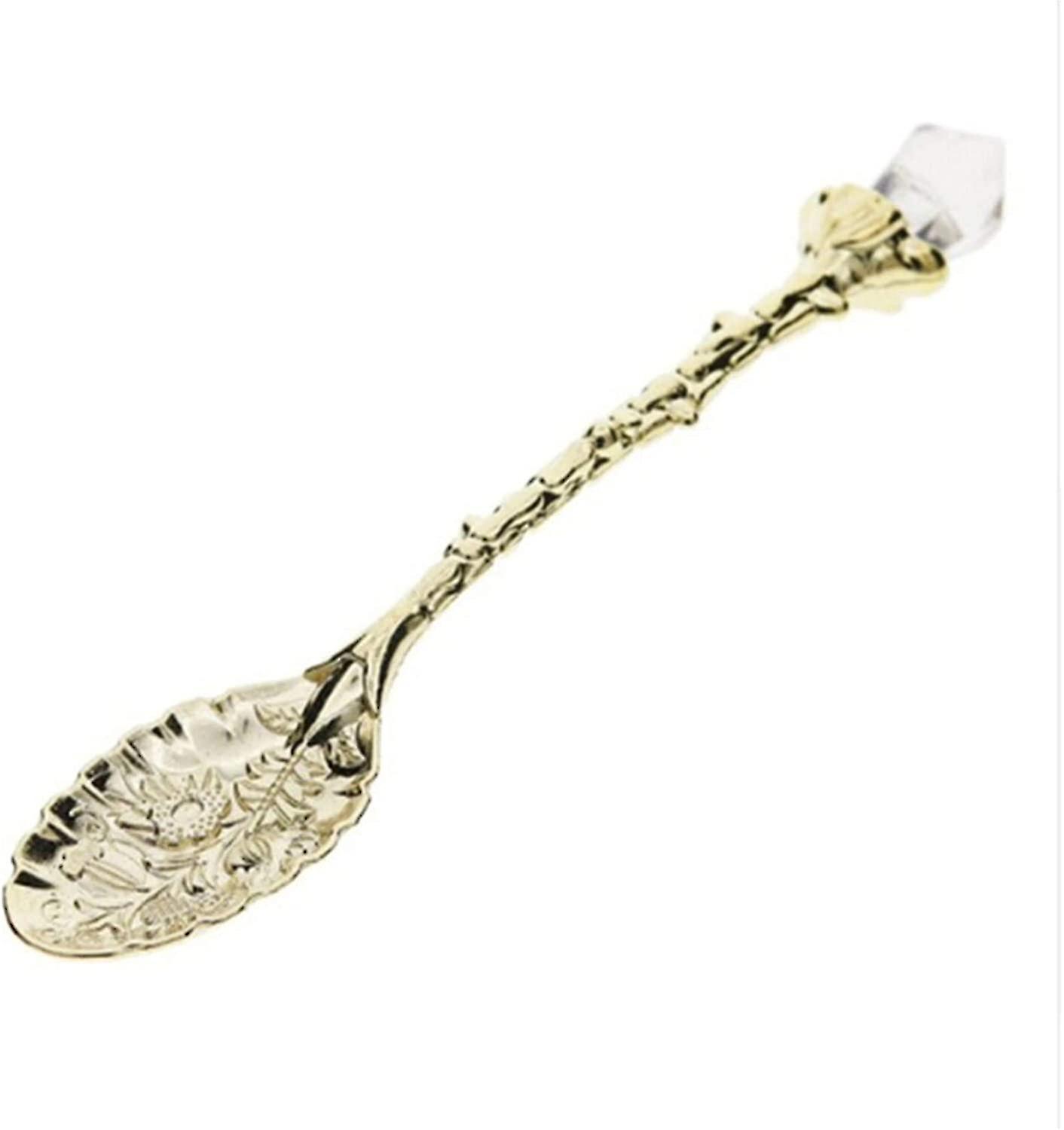 Retro Pattern Coffee Spoon Creative Flower Kitchen Coffee Spoons Dinner Dessert Spoon,Silver (D-F-4)
