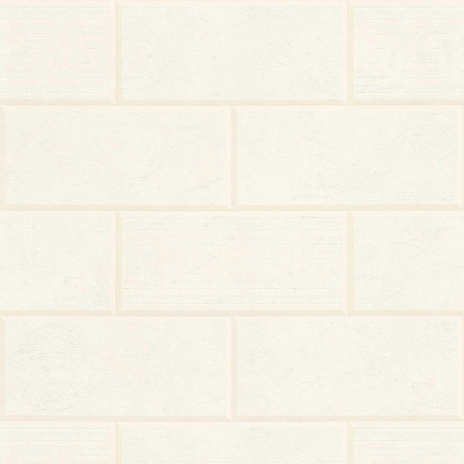 Stein Kacheln Tapete Profhome 343222-GU Vliestapete leicht strukturiert unifarben matt creme weiß 7,035 m2