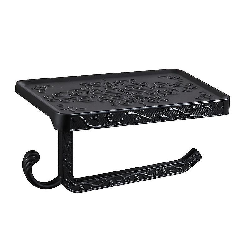 ヴィンテージ装飾スタイルのトイレットペーパーホルダー、電話棚とバスルームフックブラック