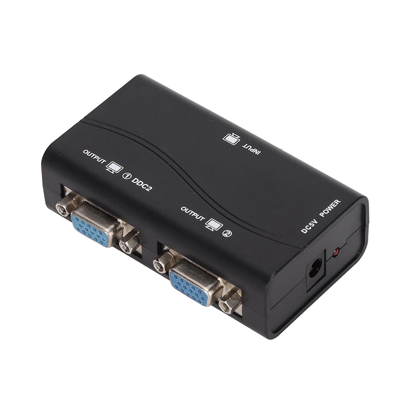 VGA Splitter 1 in 2 Out 250MHz USB Powered 1920x1440 1080P Video Splitter for Screen Duplication