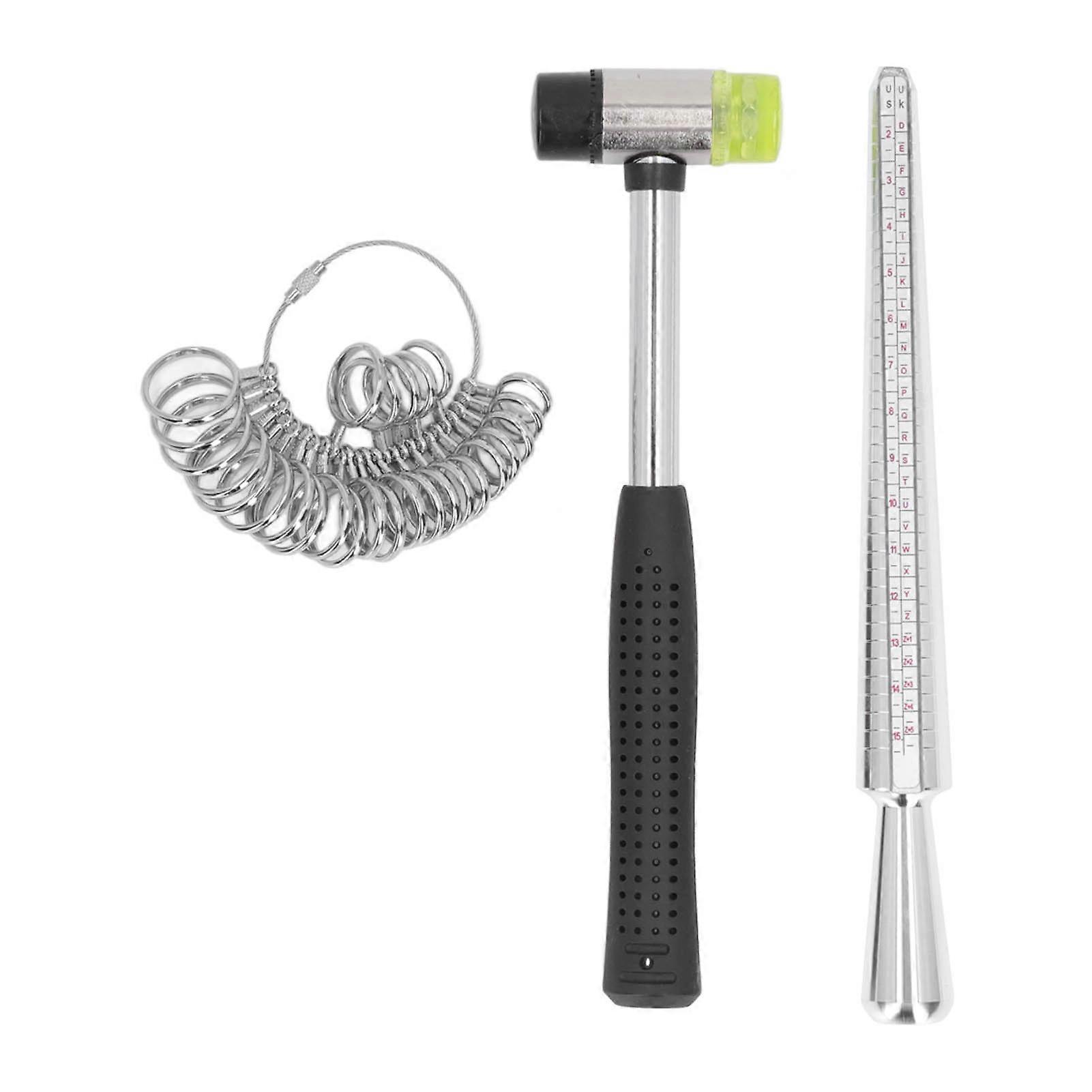 Ring Sizer Measuring Tool Mandrel Gauge Jewelry Hammer Measurement Maker Kit Sizing Stick