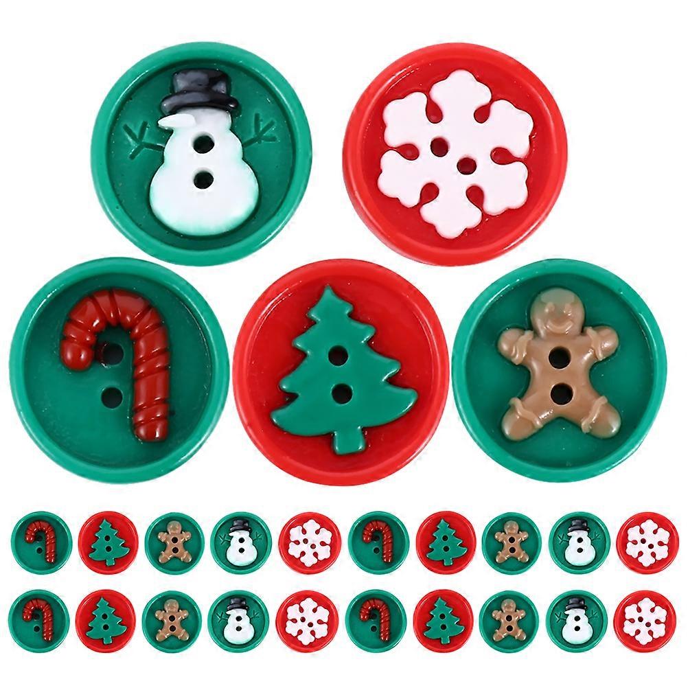 30pcs Resin Cartoon Christmas Buttons Two Holes Resin Diy Handcraft Buttons Sewing Buttons