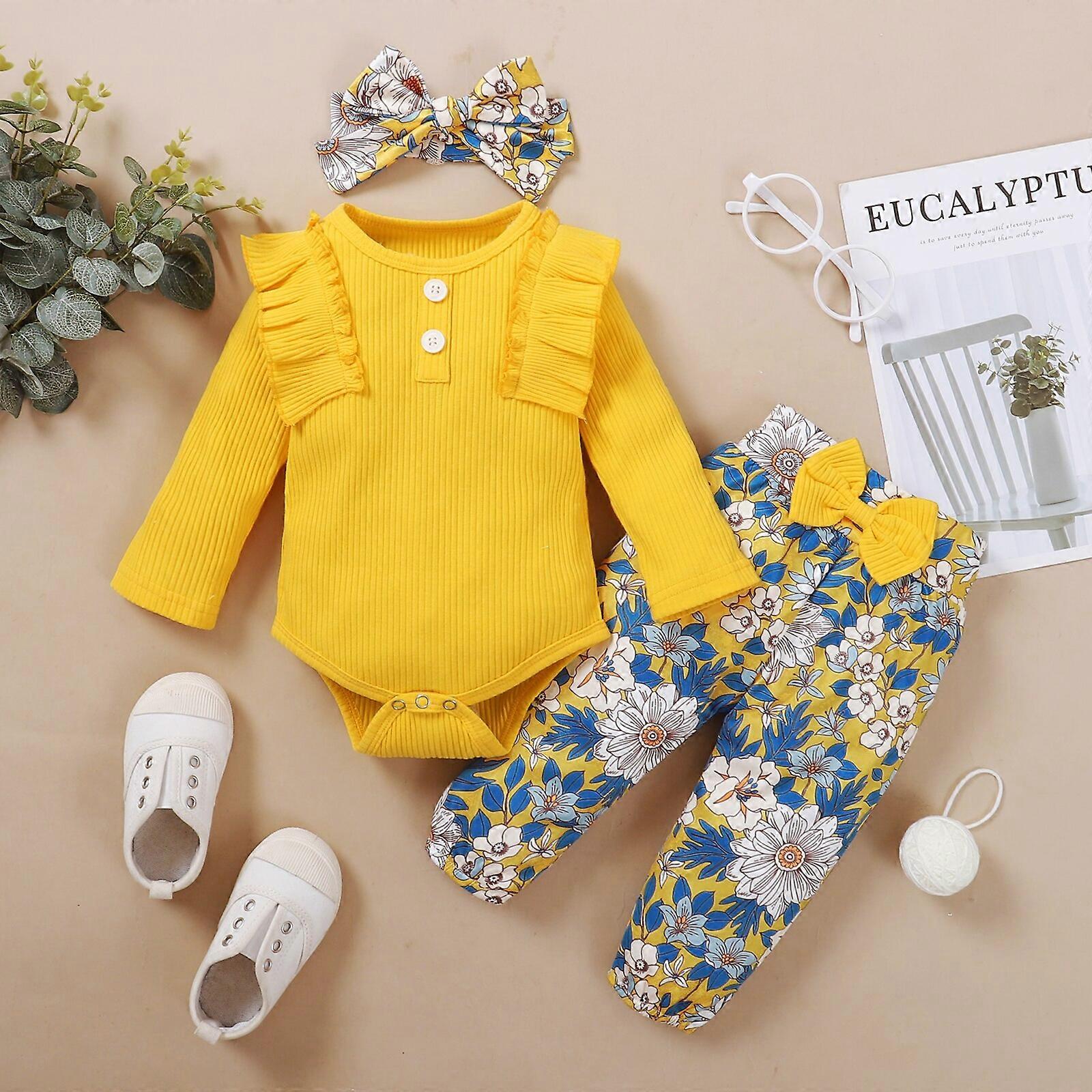 3st nyfödd flicka kläder set 3 månader flicka kläder småbarn flicka kläder baby body + rosett byxor spädbarn barnkläder