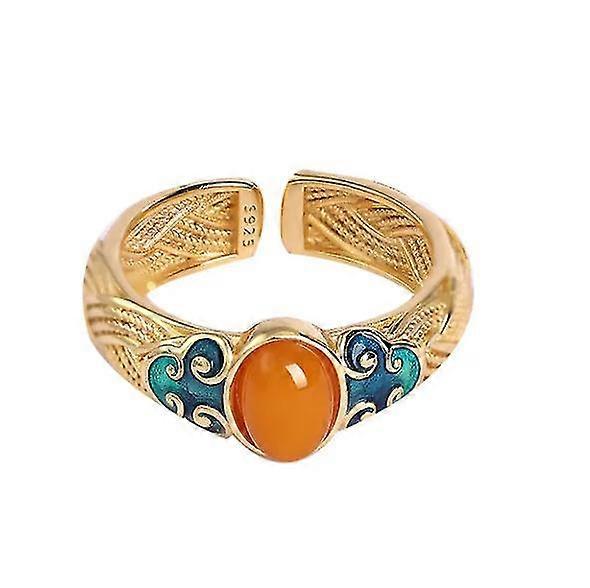 Adjustable beeswax ring, fashionable women's gemstone ring, adjustable opening