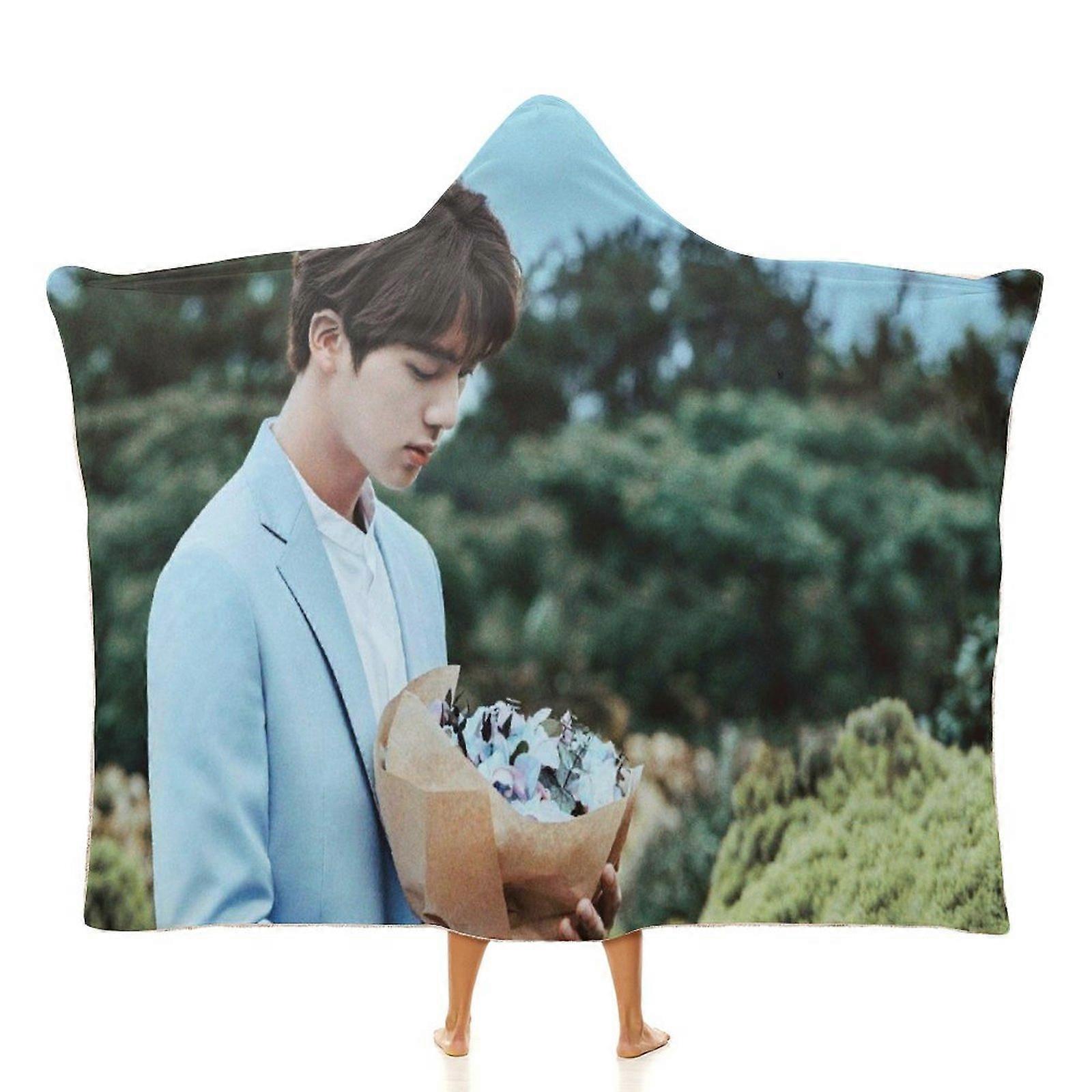 BTS Jin (1) Blanket Wearable Cartoon Cosplay Hoodie Throw Blanket