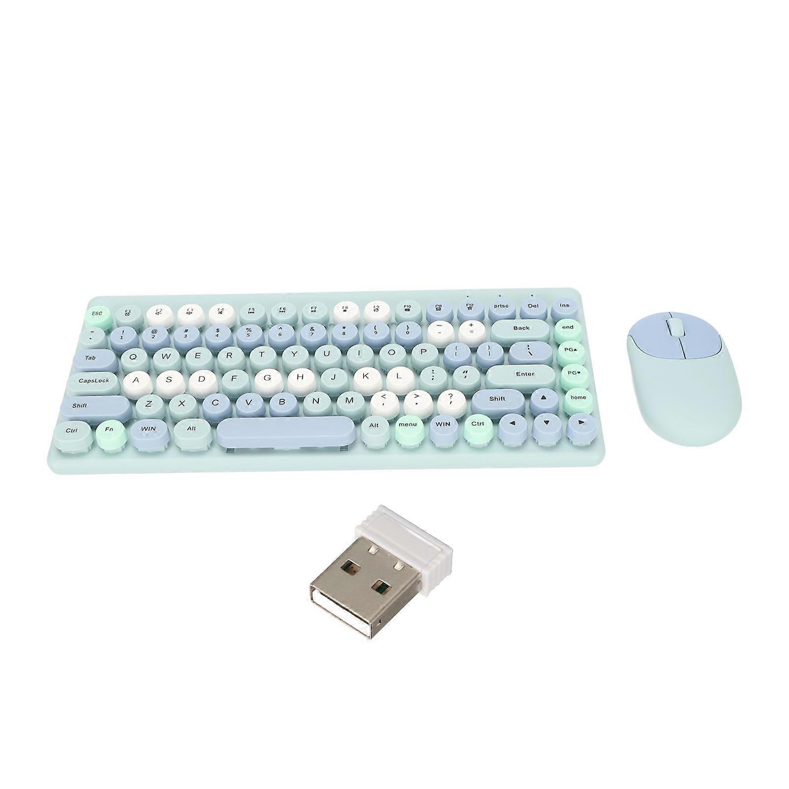 Wireless Keyboard Mouse Combo 2.4GHz Wireless Mouse 86 Keys Colorful Keyboard Set with USB Receiver Blue