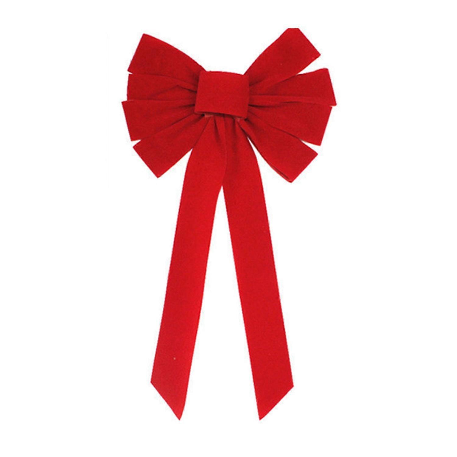 Christmas Red Cloth Bowknot Large Reusable DIY Xmas Tree Gift Box Wreath Decoration Holiday Bowknot