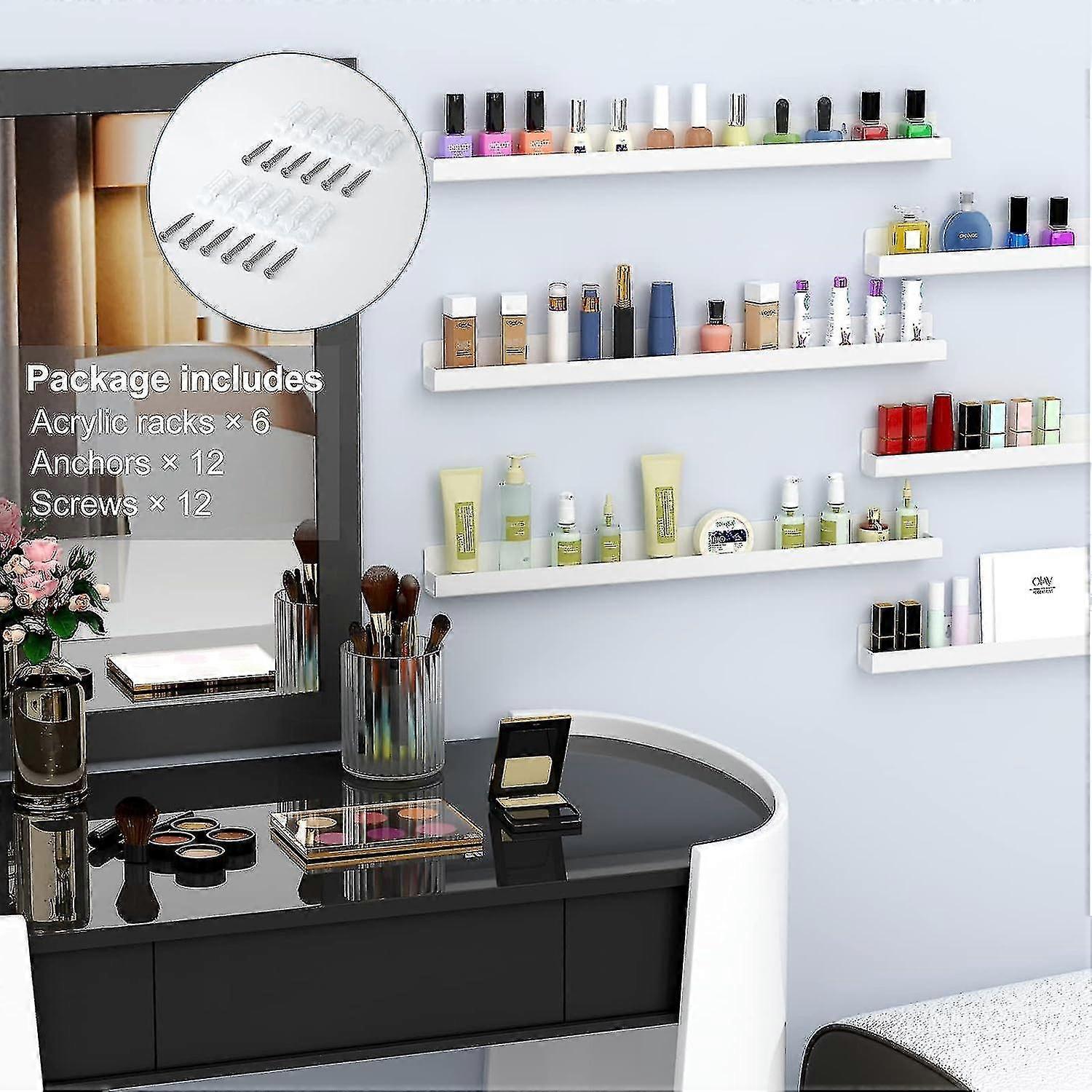 FEMELI Nagellack-Regal – 6 Acryl-Regale, Regenbogenfarben, Für Bis Zu 90 Flaschen, Wandhalterung