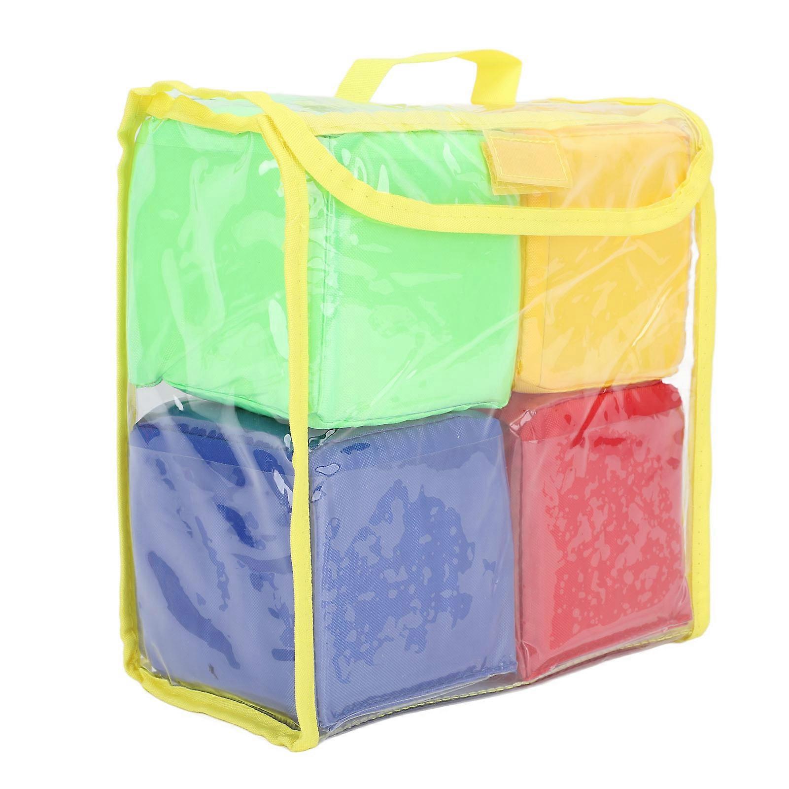 4pcs Playing Game Soft Dice 4 Colors Foam Board Game Dices for Kids with Storage Bag