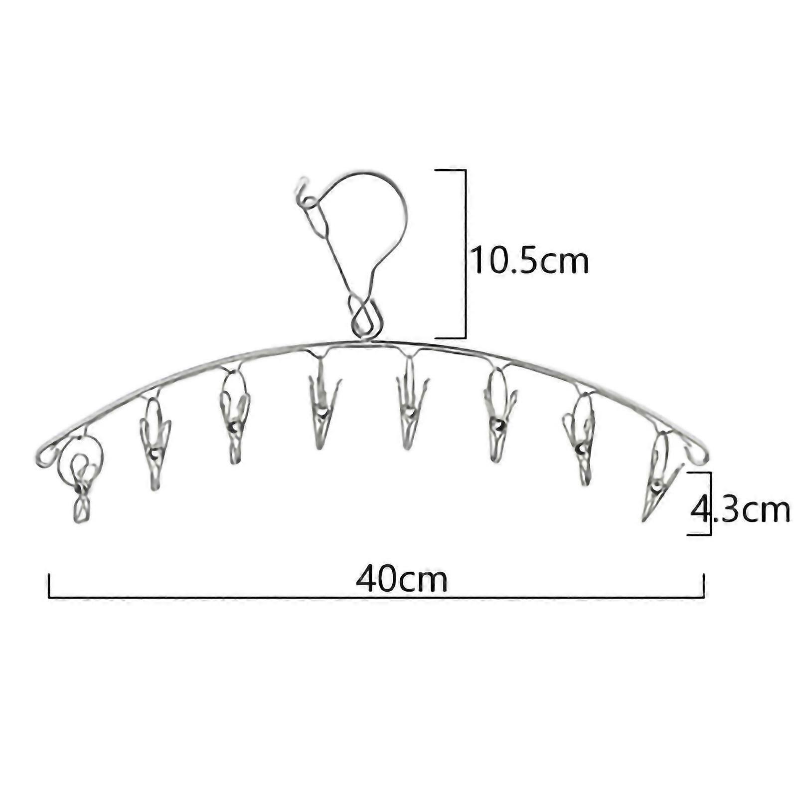 Stainless Steel Sock Drying Rack Curved Folding Laundry Drying Rack Windproof Hanger3.0 Thick Outer Windproof 8 Clips