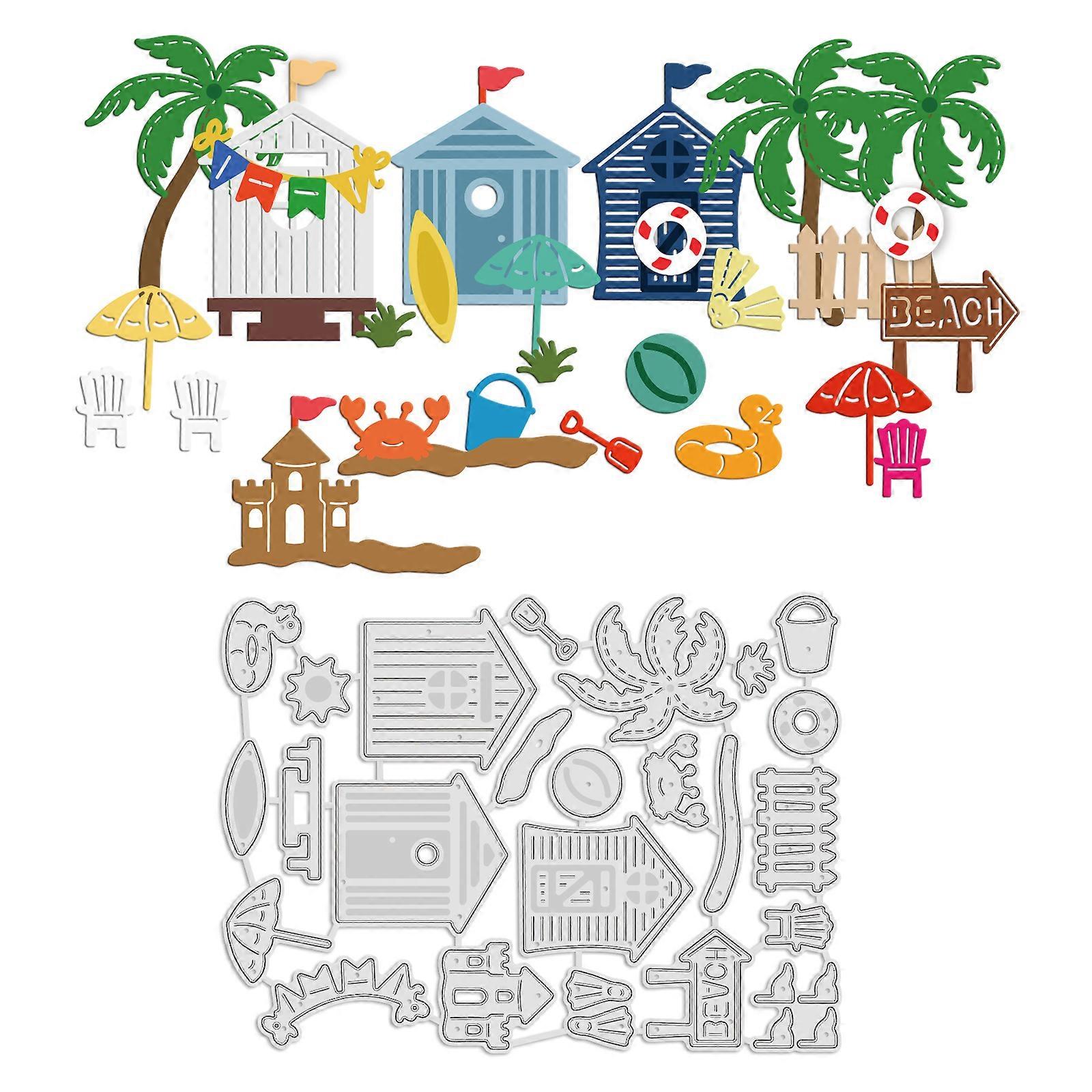 Seaside Resort Pattern Decoration Template Reusable carbon steel Stencil