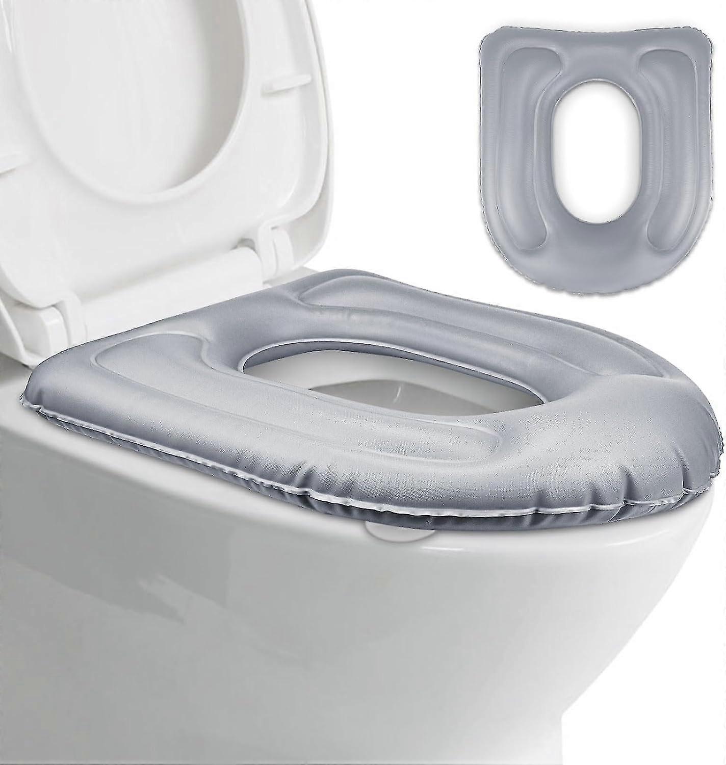 Inflatable Toilet Seat Cushion PVC Inflatable Toilet Seat Cushion with Suction Cup Inflatable Toilet Seat for Disabled Adults Elderly Gray-Good