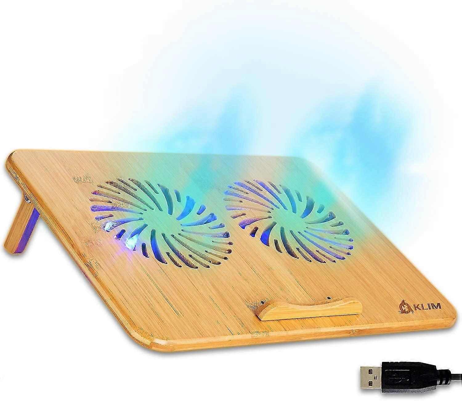Laptop Cooler - Adjustable Speed - Ventilated Support With Bamboo Structure For 10' To 15.6' Computer - Extra Usb Port [ New Version 2020 ]