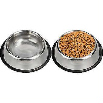 Rustfritt stål Dog Bowls, Dog Bowl med sklisikker gummibase, sett med 2 (16oz/500ml, 3mm)