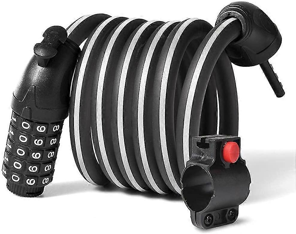 Mountain Bike Lock With 5-digit Reflective Cable And Locking Frame