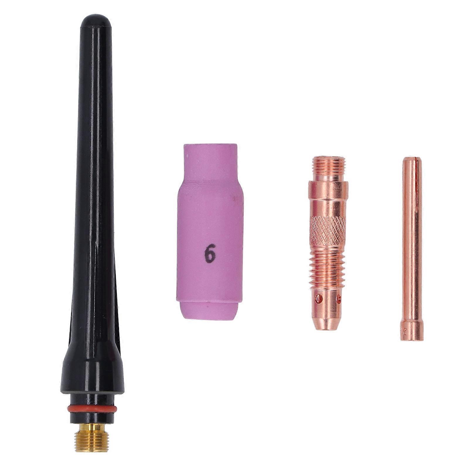 TIG Argon Arc Welding Torch Accessories Ceramic Nozzle Electrode Collet Long Back Cap Connector Kit