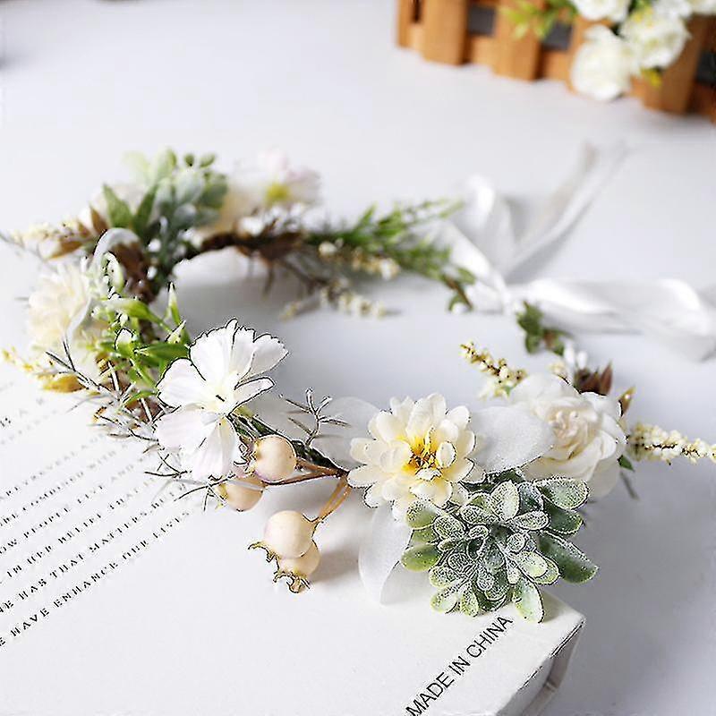 bride flower hair wreath with tie
