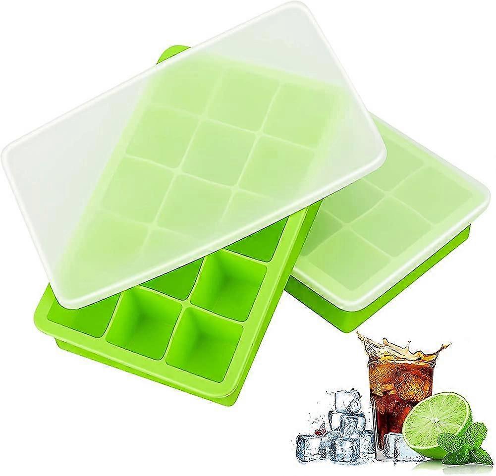 ice cube tray with lid, ice cube trays silicone, ice trays 2 pack, easy release