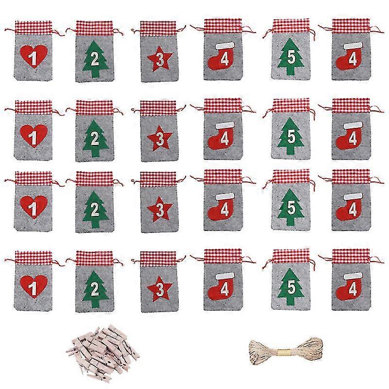 1 Set Xmas Drawstring Gift Bag Christmas Advent Calendar Bag Party Favor