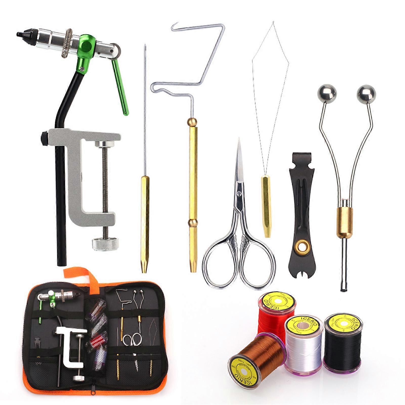 Fly Tying Tools Kit with Fly Tying Threader Needle Whip Finisher Scissors Fly Tying Kits for Flying Fishing Professionals Beginners