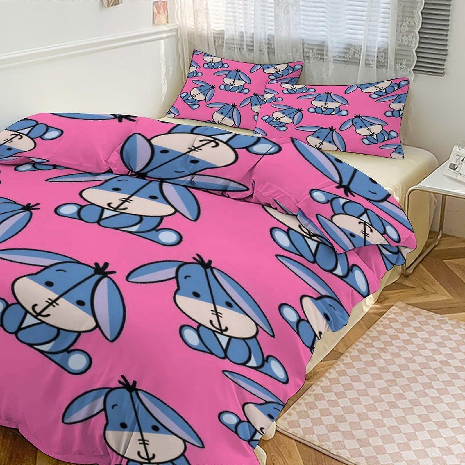 g966 Eeyore Print Bedding Set Pattern Duvet Cove Set 3 Pieces 1 Quilt Cover And 2 Pillowcases for Women Men Teens 86x70"" tq966