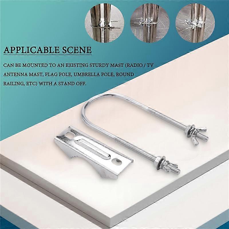 thumbnail image 2 of Double Antenna Mast Clamp With U Bolts Heavy Duty Mast Mount Bracket Kit 2 of 3