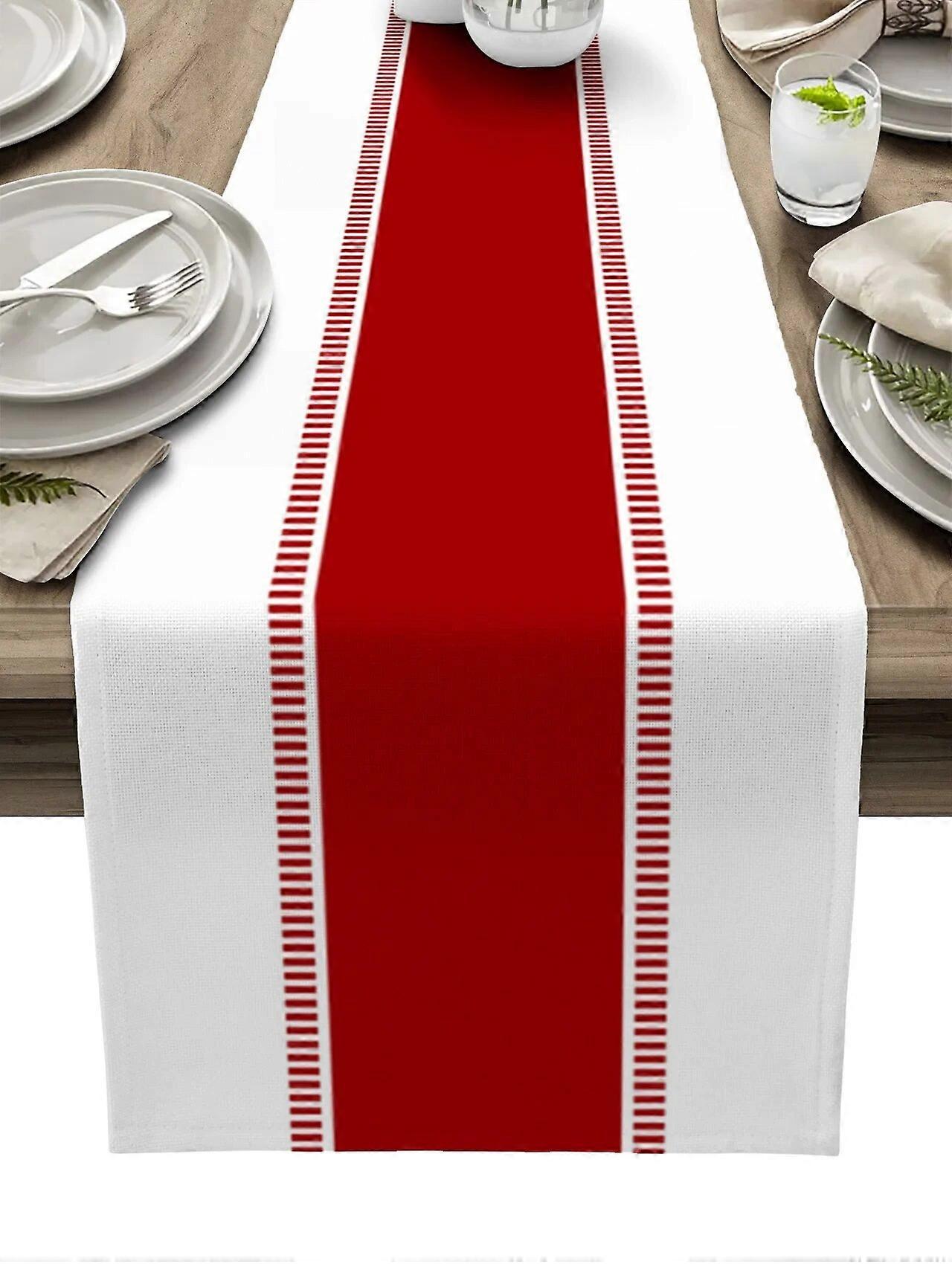 Red Stripe Solid Color Texture Table Runner Decoration Home Decor Dinner Table Decoration Table Decor