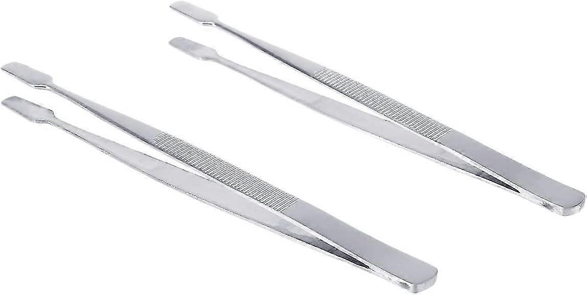 Stamp Tweezers Philately Stamps Collector Tools (silver)2pcs)