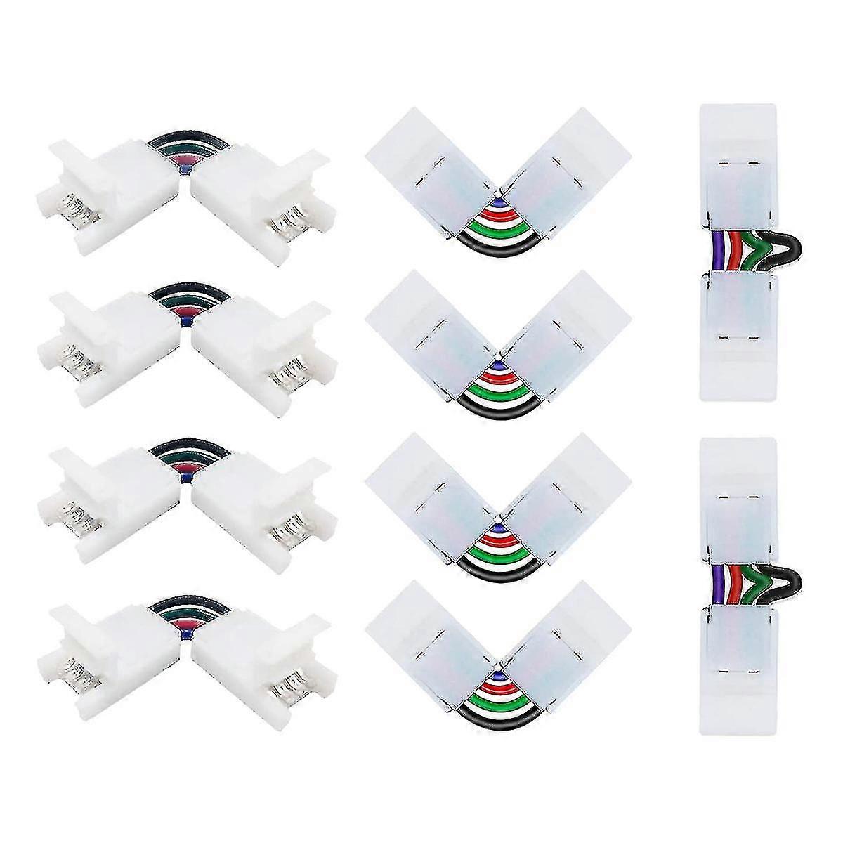 L Shape 4-pin Led Strip Compatible With 10mm Width Led Strip Lights(10 Pcs)