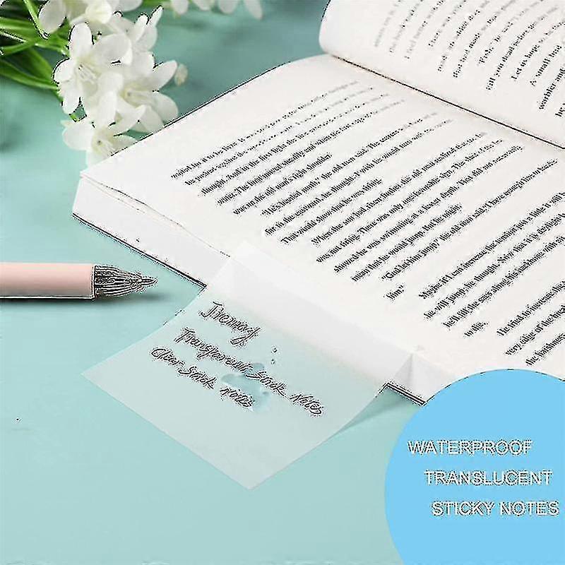 12 Packs 600 Sheets Transparent Sticky Notes, Clear Sticky Notes Waterproof Self-stick Notes For An