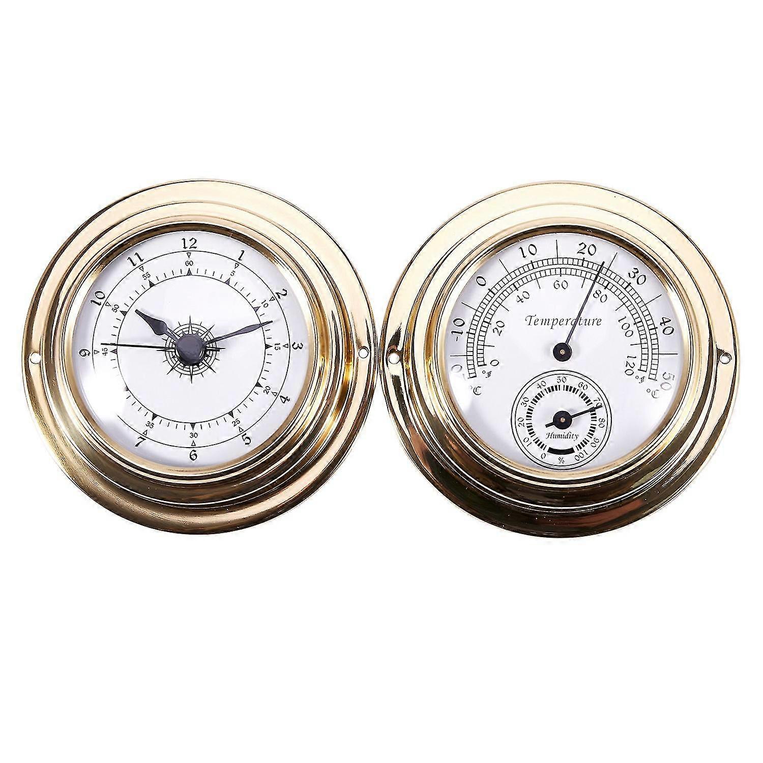 Termometer Hygrometer Barometer Klockor 2 Hela Set Väderstationsmätare