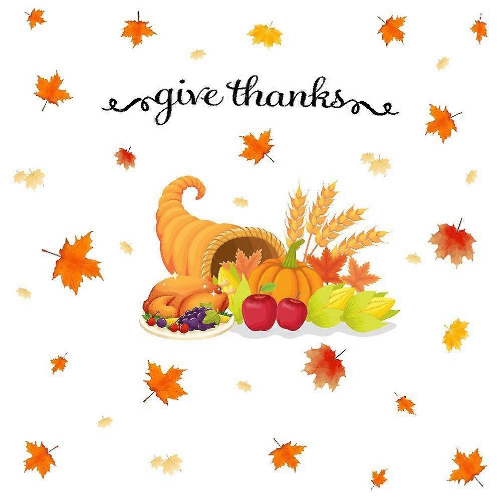 Thanksgiving Living Room Decorative Wall Stickers Turkey Maple Harvest Festival Bedroom Kitchen Stickers Self-Adhesive