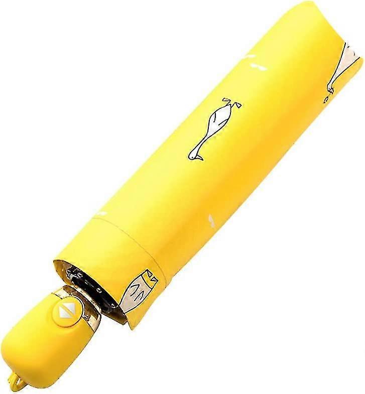 Travel Folding Umbrella Cartoon Duck Pattern Windproof Uv Protective Sunscreen Umbrella