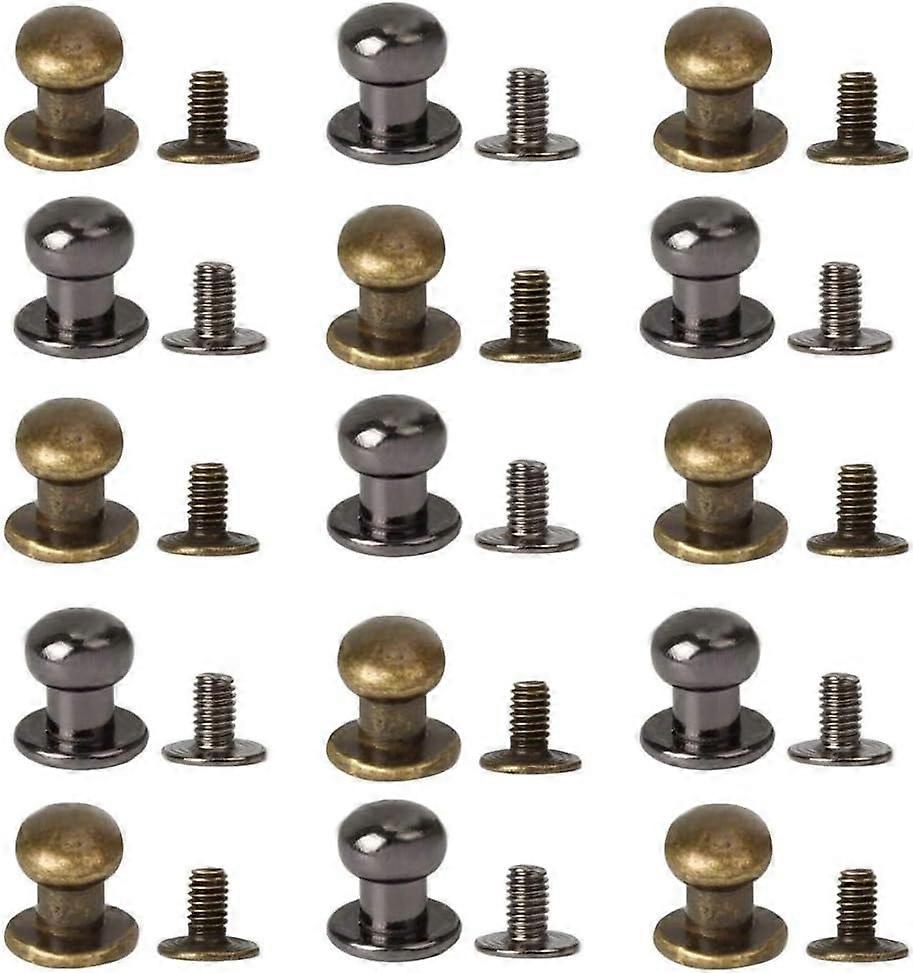 Round Rivet Button 40 Pieces Leather Rivets Leather Rivets Round Head Copper Nail Screw Collar Button for Leather Rivet Belt Shoes Pants Black Bronze
