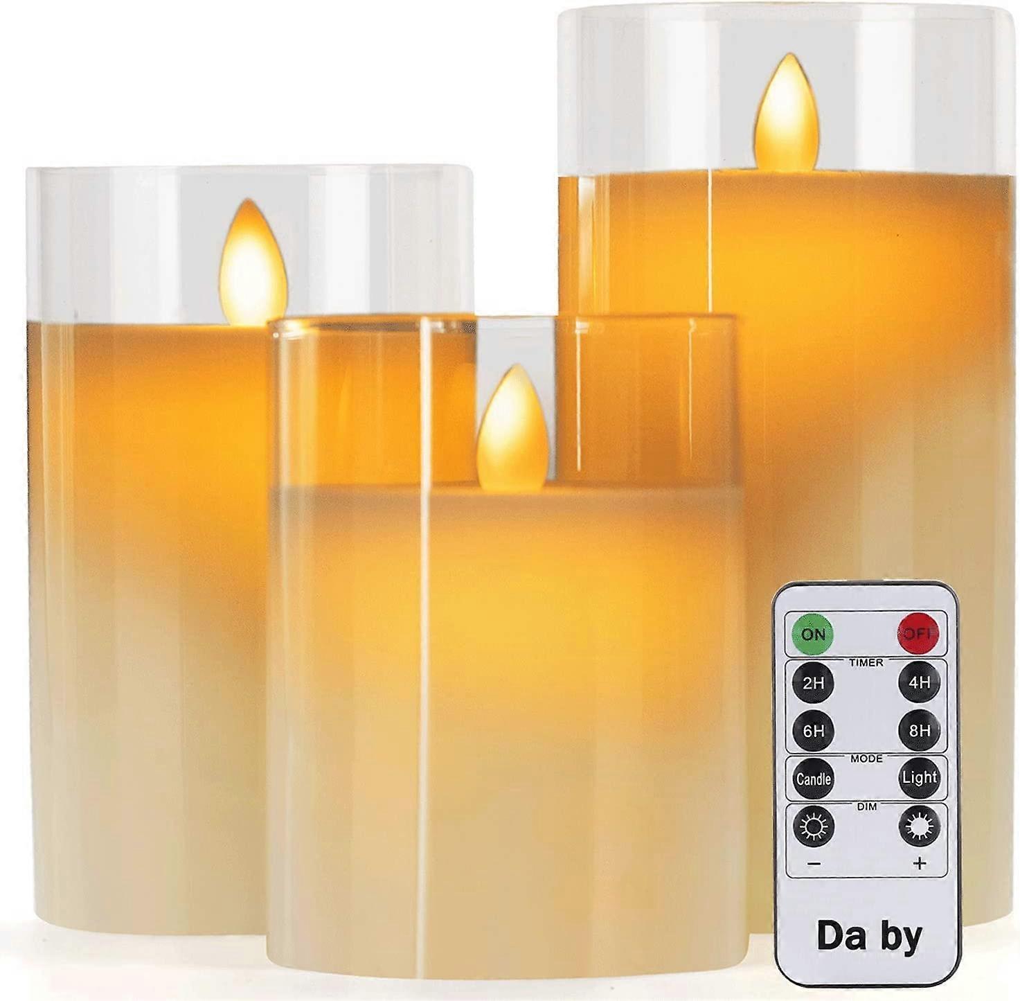3Pcs LED Flames Drip-Less Real Wax Pillars