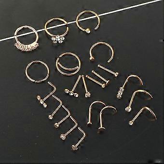 20g Stainless Steel Nose Rings Hoop L Shape Nose Studs Nose Screw