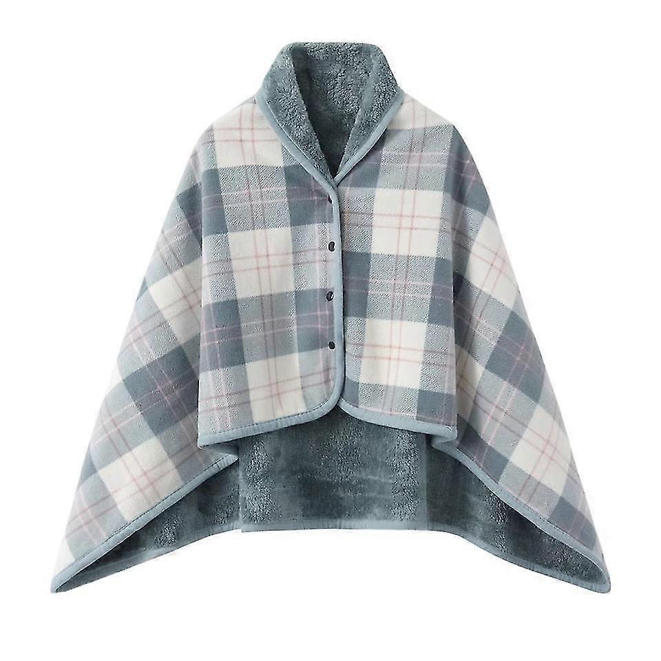 Vrouwen Multiway geruite Poncho sjaal Wrap Fleeced draagbare deken Ultra zachte Sherpa flanellen Cape - q37/YY