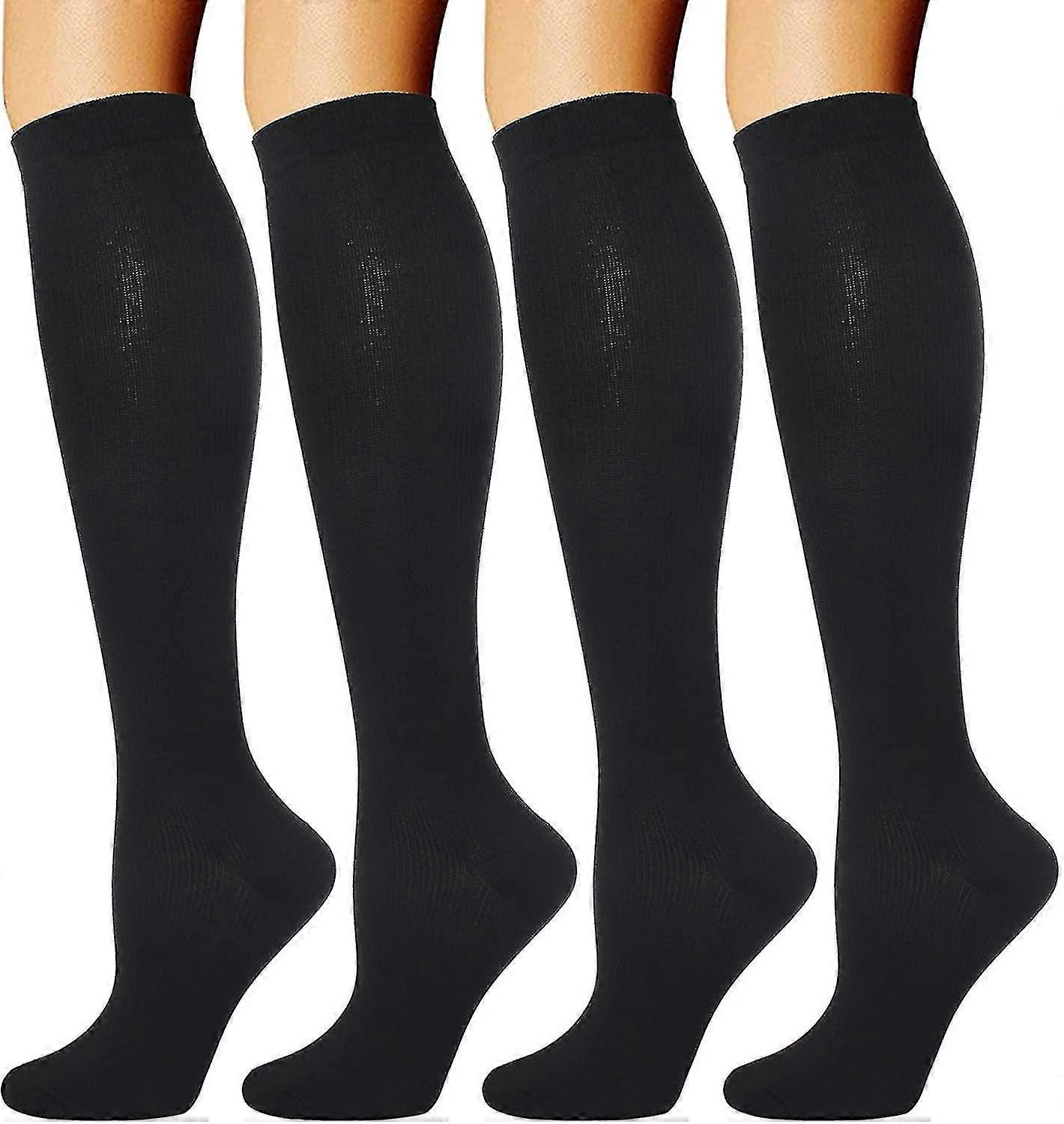 4 Pairs Compression Socks For Men And Women 20-30 Mmhg Compression Stockingsblacksmall-medium