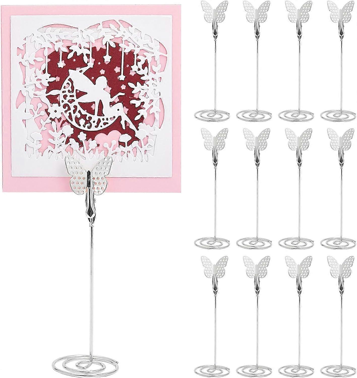 12PCS Butterfly Table Number Holders Place Card Holder Photo Holders for Tables Cards Stand Name Menu Clips Table Sign Holders for Wedding Anniversary