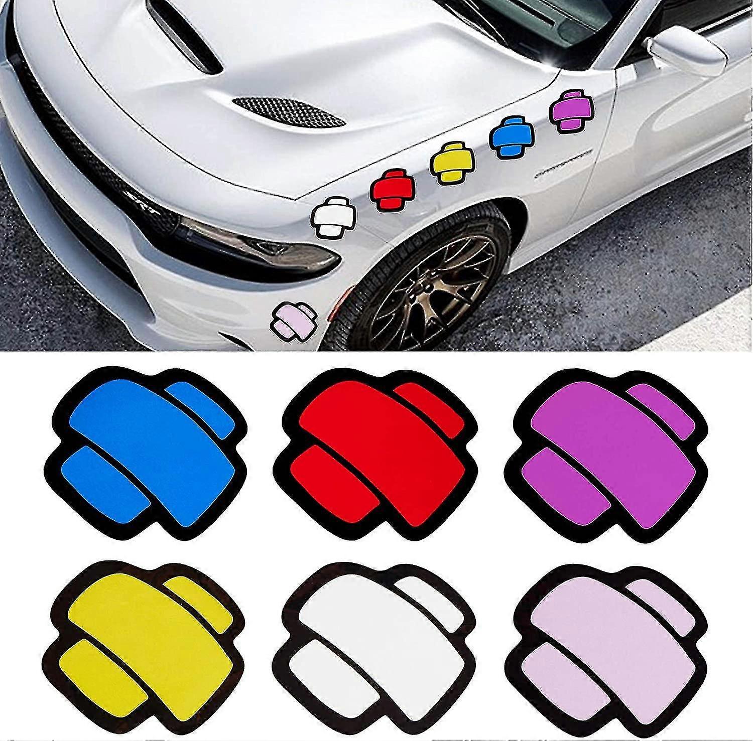 6pcs Car Bumper Reflective Stickers Waterproof Cute Band-aid Decoration (mixed Type)12*11cm