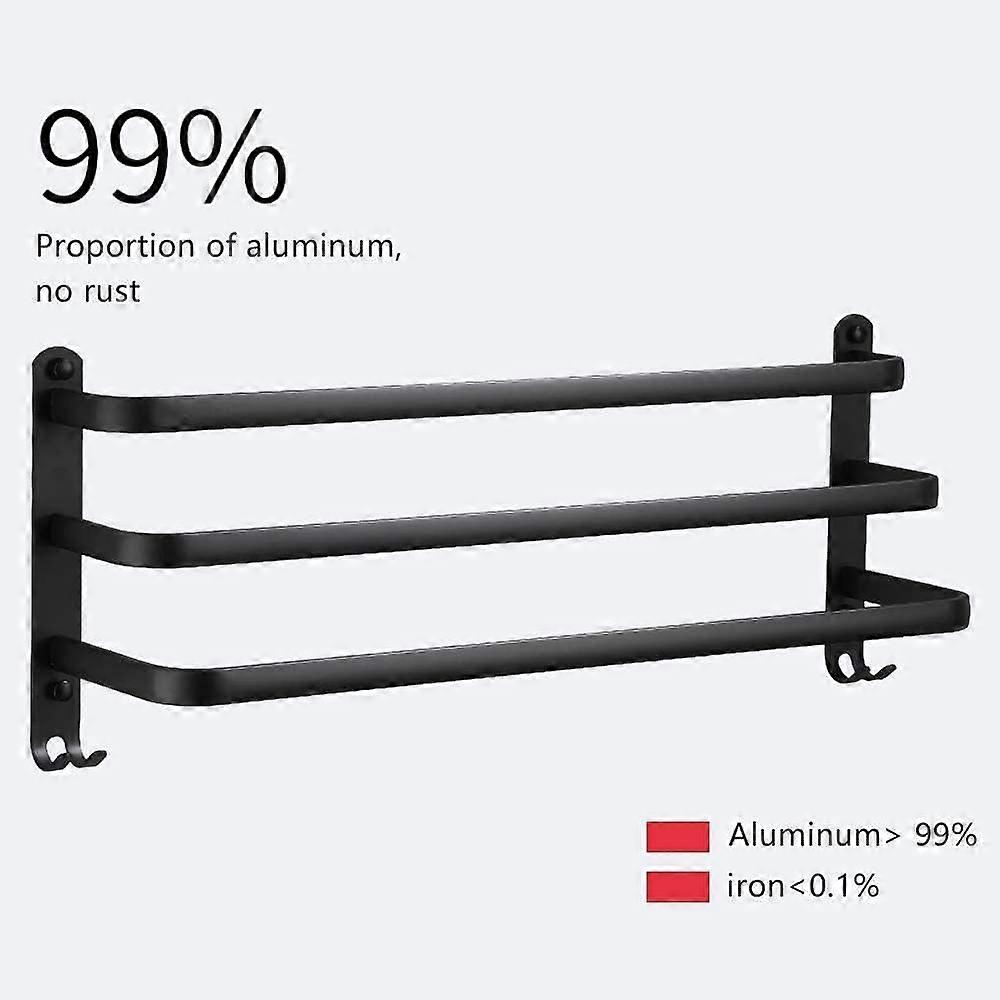 Heyone Wandmontierter Handtuchhalter aus Aluminium-3 Schichten-wasserdicht-schwarz-30 cm-für Bad, Küche, Bad-30 cm