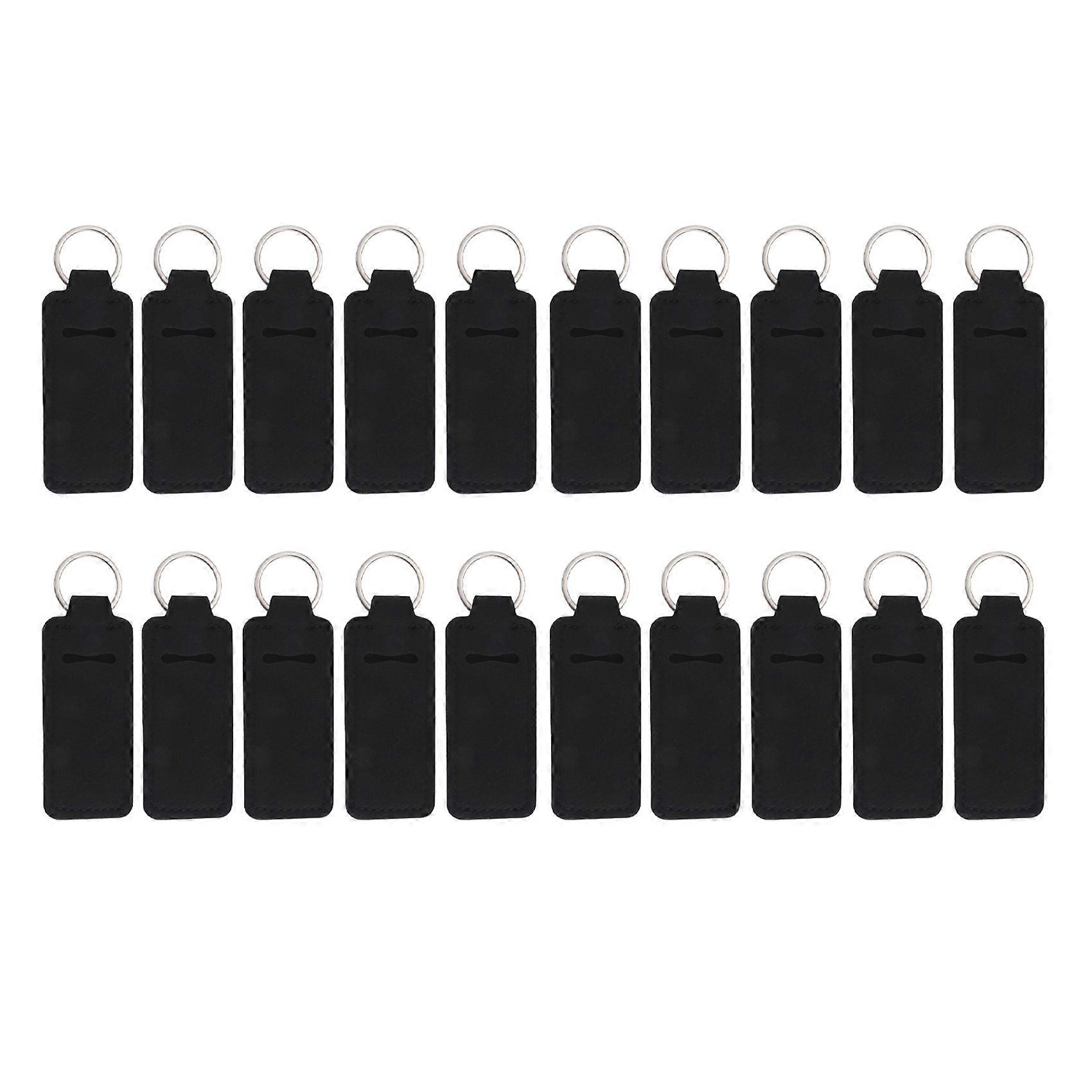 Keychain Neoprene Chapstick Holders Lipstick Cases Cover Hand Cover Key Chain(Black)