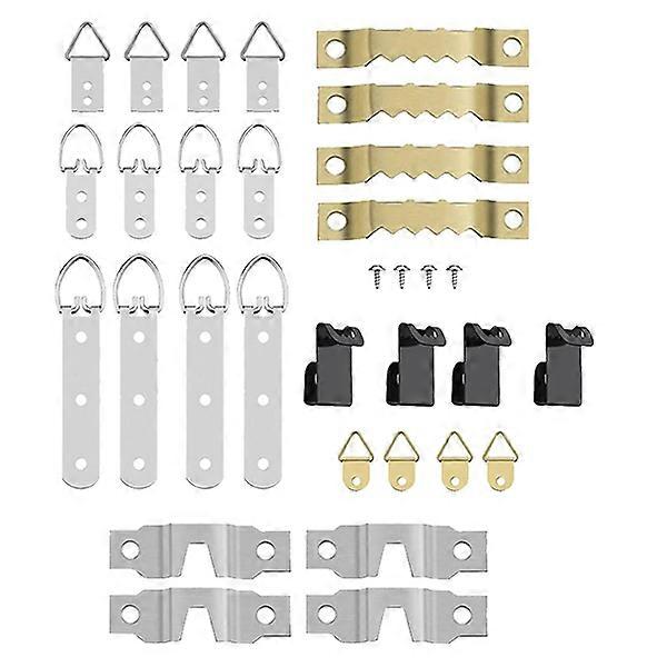 68 Pcs Picture Frame Hanging Hooks for Wall Mount, Photo Hangers Kit, D Ring & Serrated Hooks with